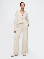100% Cotton V-Neck Crop Cardigan