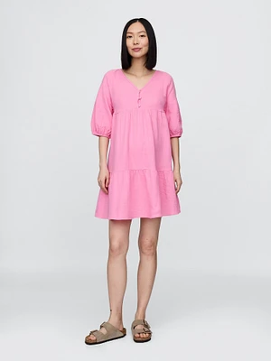 Maternity Crinkle Gauze Tiered Dress
