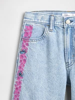 Lilo & Stitch Kids Embroidered Longline Denim Shorts