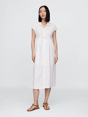 Maternity Linen-Blend Midi Shirtdress
