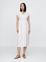 Maternity Linen-Blend Midi Shirtdress