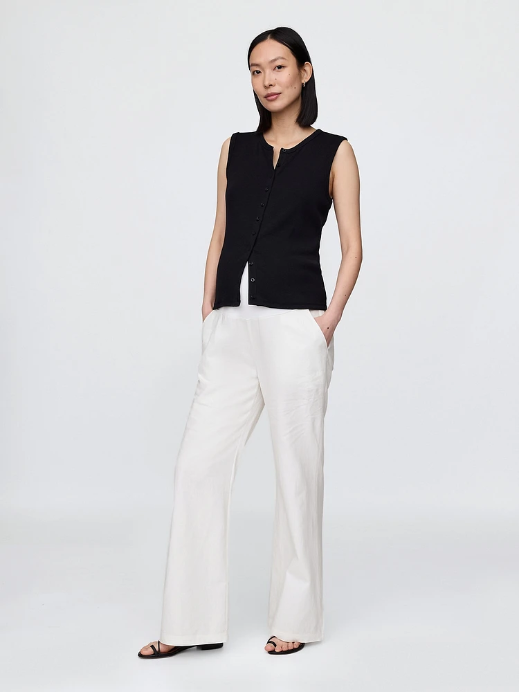 Maternity Full Panel Linen-Blend Pants