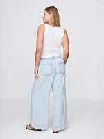 Mid Rise UltraSoft Pleated Easy Baggy Jeans