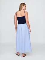 Compact Jersey Mixed Media Maxi Dress