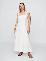 Linen-Blend Square-Neck Maxi Dress