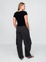 Mid Rise Barrel Cargo Pants