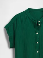 Cotton Gauze Mini Shirtdress
