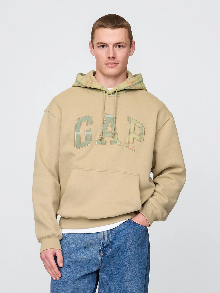 VintageSoft Plaid Arch Logo Hoodie