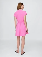 Crinkle Gauze Mini Shirtdress