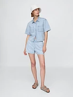 Mid Rise Easy Denim Boxer Shorts