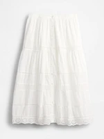 Tiered Lace-Trim Maxi Skirt