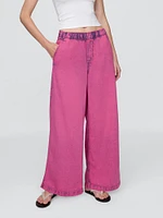 Mid Rise UltraSoft Pleated Easy Baggy Jeans
