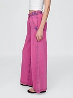 Mid Rise UltraSoft Pleated Easy Baggy Jeans