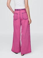 Mid Rise UltraSoft Pleated Easy Baggy Jeans