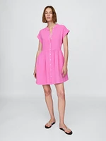 Crinkle Gauze Mini Shirtdress
