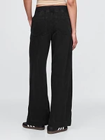 Mid Rise UltraSoft Pleated Easy Baggy Jeans
