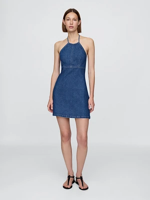 Denim Halter Mini Dress
