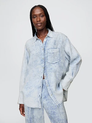Cotton Gauze Denim Oversized Shirt