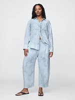 Cotton Gauze Denim Easy Barrel Pants