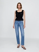 Lace-Trim Peplum Cropped Top