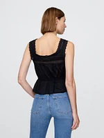 Lace-Trim Peplum Cropped Top