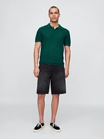 Textured Crochet Polo Shirt