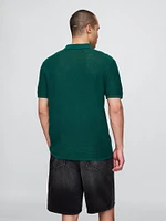 Textured Crochet Polo Shirt