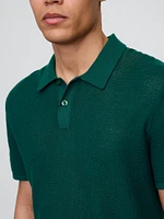 Textured Crochet Polo Shirt