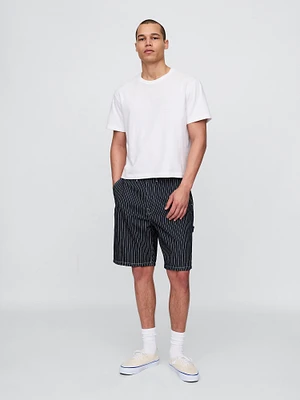 '90s Loose Denim Stripe Carpenter Shorts