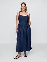 Denim Drop-Waist Maxi Dress
