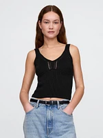 Crochet Cropped Sweater Tank Top