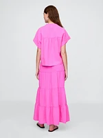 Cotton Gauze Tiered Maxi Skirt