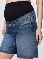 7" Maternity Full Panel Denim Bermuda Shorts
