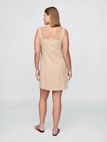 Shirred Button-Front Dress
