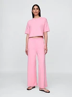 French Terry Cropped Rolled Hem Sweatshirt
