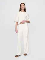 French Terry Cropped Rolled Hem Sweatshirt