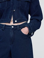 11" Mid Rise French Terry Denim Longline Shorts