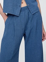 Crinkle Gauze Denim Easy Barrel Pants