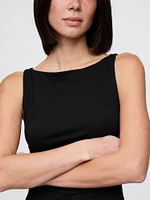CloseKnit Jersey Cropped Boatneck Shell Tank Top