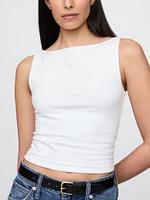 CloseKnit Jersey Cropped Boatneck Shell Tank Top