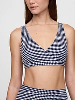 Seersucker Gingham Crossover Bikini Top