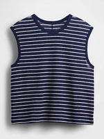 Linen-Blend Crewneck Shell Tank Top