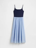 Compact Jersey Mixed Media Maxi Dress