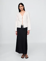 100% Linen Tie-Front Shirt