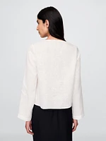 100% Linen Tie-Front Shirt