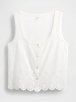 Linen-Blend Embroidered Vest