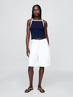 Modern Apron-Neck Cropped Tank Top