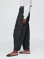 Mid Rise Barrel Cargo Pants