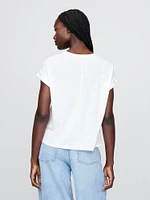 Linen-Blend Roll-Cuff T-Shirt