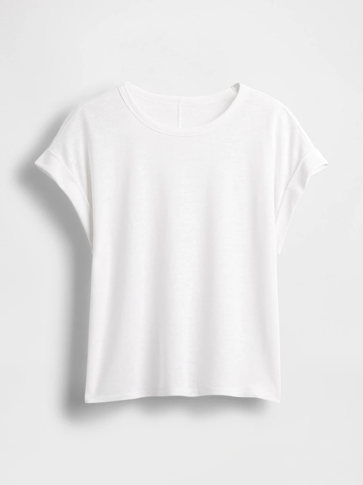 Linen-Blend Roll-Cuff T-Shirt